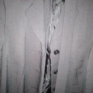 Church/Work 2-piece navy blue & white pinstripe skirt suit with a belt, size 16W